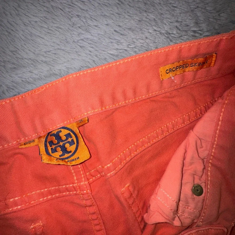 Tory Burch Pants Cropped Skinny Jeans Orange Mid Rise Womens 26 Old Money Luxury